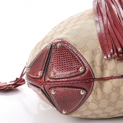 Gucci Monogram Python Large Unicef Indy Top Handle Hobo Red 5 of 11