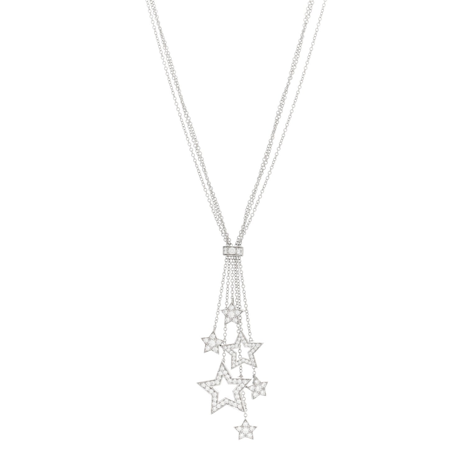 Tiffany Platinum Diamond Multi Star Drop Necklace 1 of 5