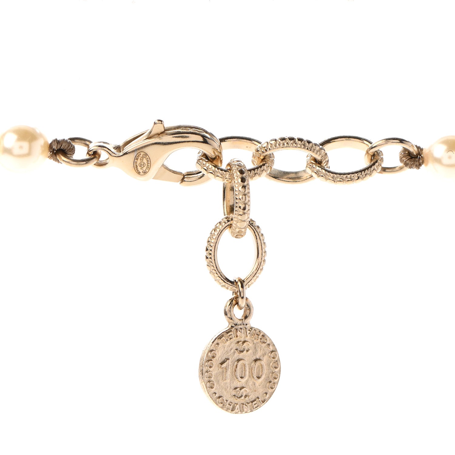 Chanel Pearl CC 100th Anniversary Necklace Light Gold 4 of 7