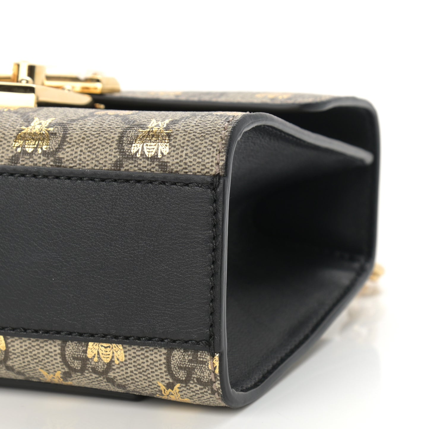 GG Supreme Monogram Bees Small Padlock Shoulder Bag Black