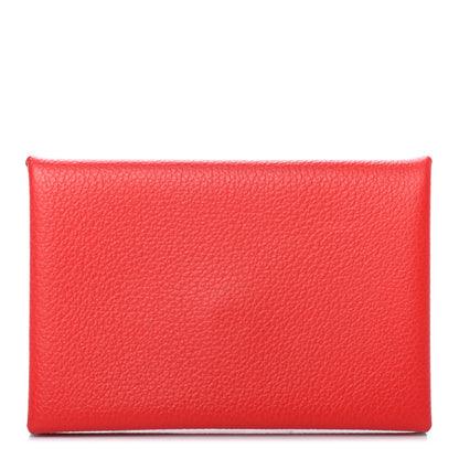 Hermes Evercolor Calvi Card Case Rouge de Coeur 1 of 6