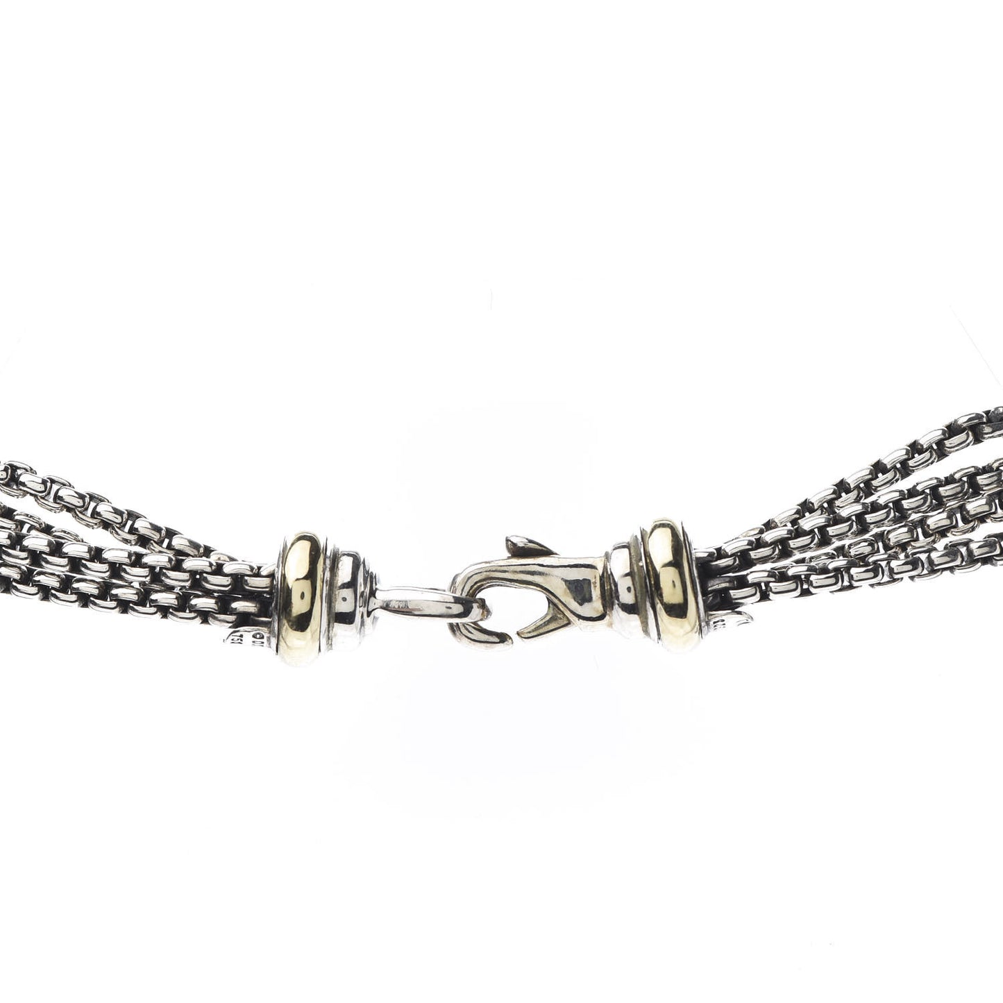 Sterling Silver 18K Yellow Gold Diamond Four-Row Ball Necklace