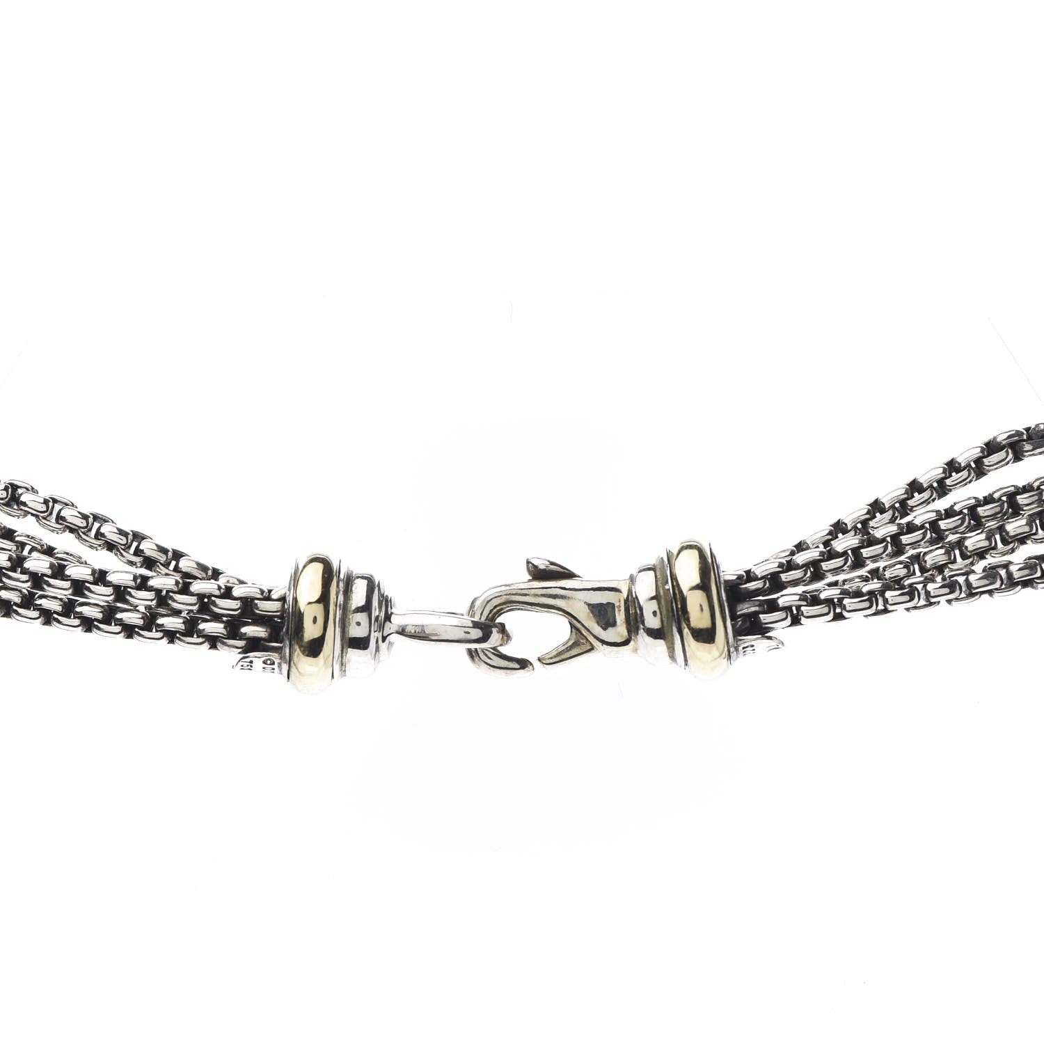 David Yurman Sterling Silver 18K Yellow Gold Diamond Four-Row Ball Necklace 5 of 7