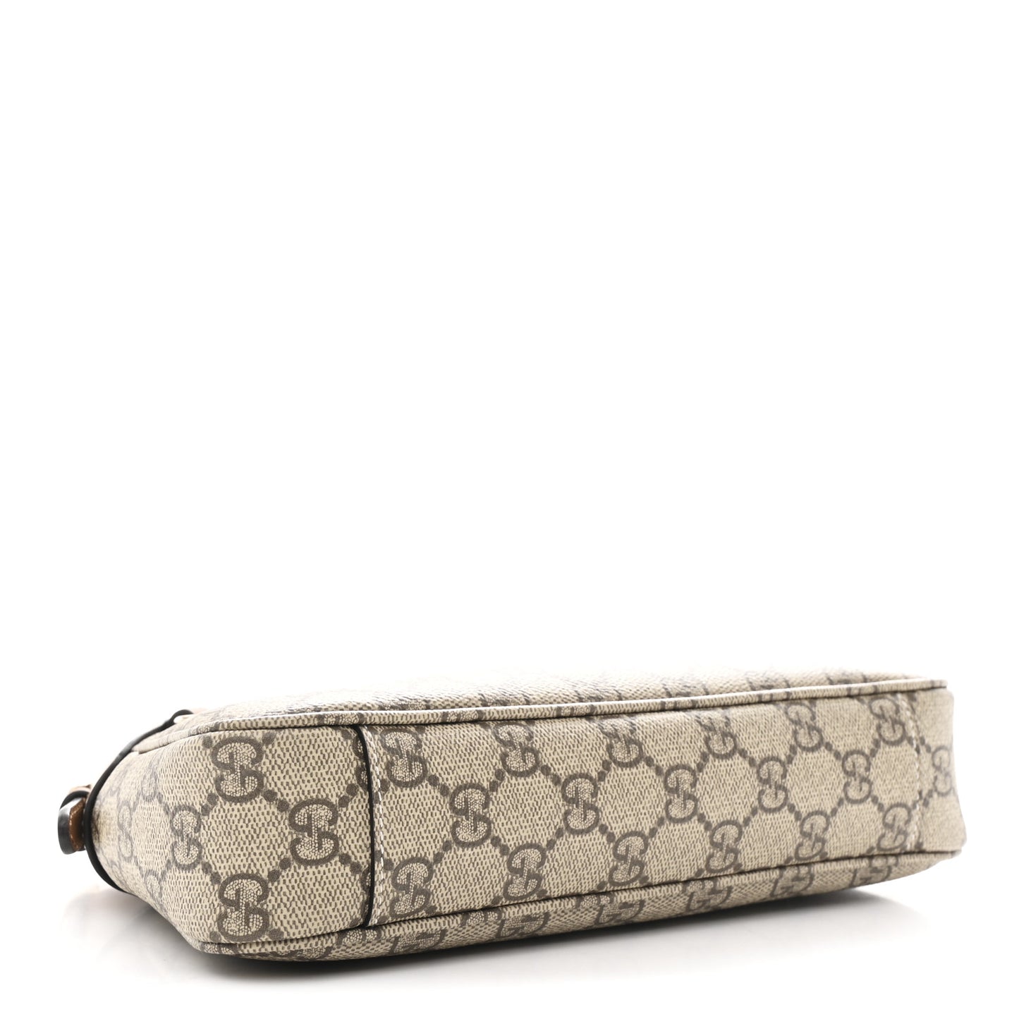GG Supreme Monogram Textured Calfskin Small Emblem Shoulder Bag Beige Dark Brown