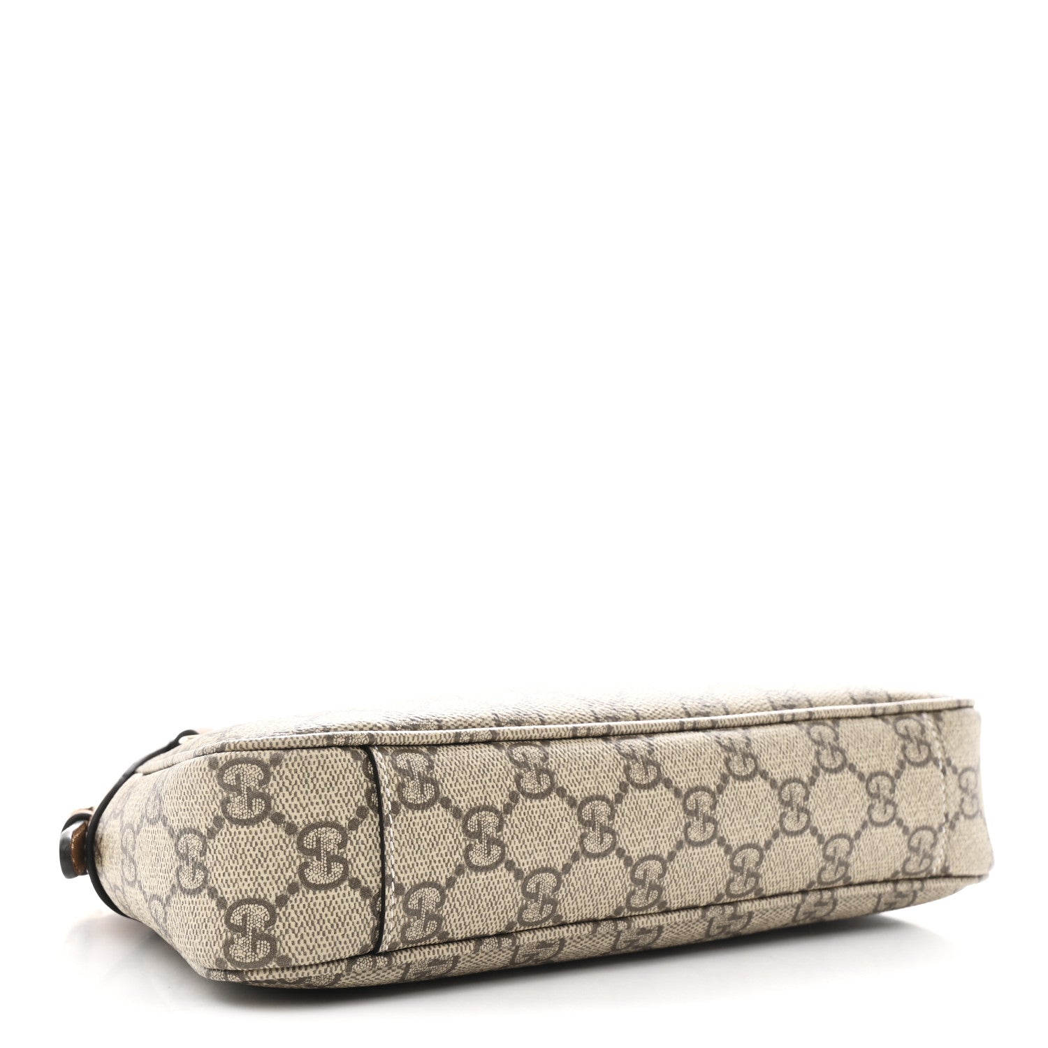 Gucci GG Supreme Monogram Textured Calfskin Small Emblem Shoulder Bag Beige Dark Brown 4 of 10
