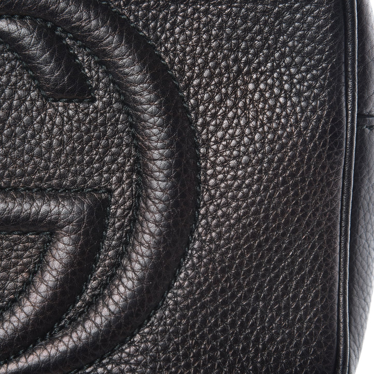 Pebbled Calfskin Small Soho Disco Bag Black