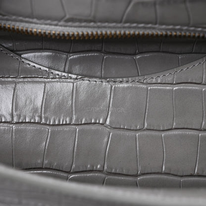 Balenciaga Shiny Supple Calfskin Crocodile Embossed Brass Hardware Neo Classic City Steel Grey 6 of 8