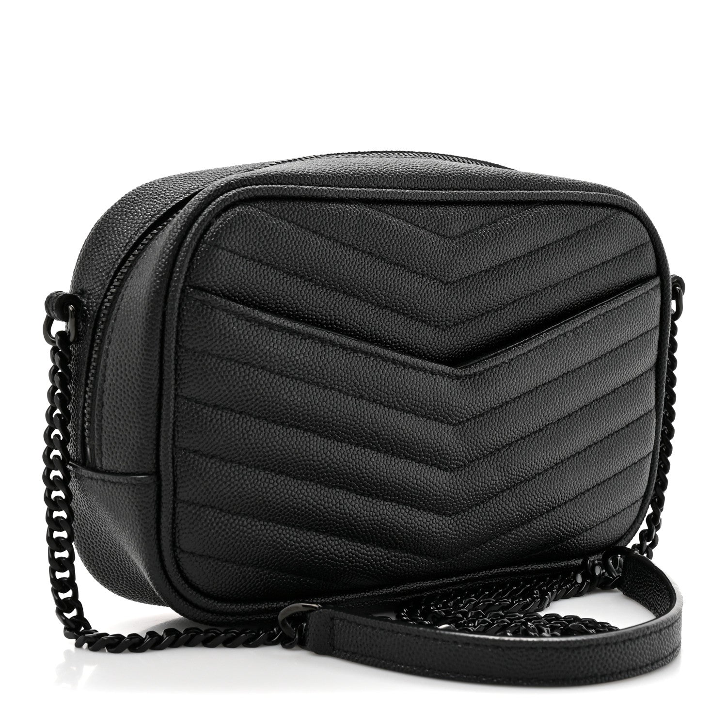 Saint Laurent Grain De Poudre Matelasse Monochrome Monogram Mini Lou Camera Bag Black 3 of 10