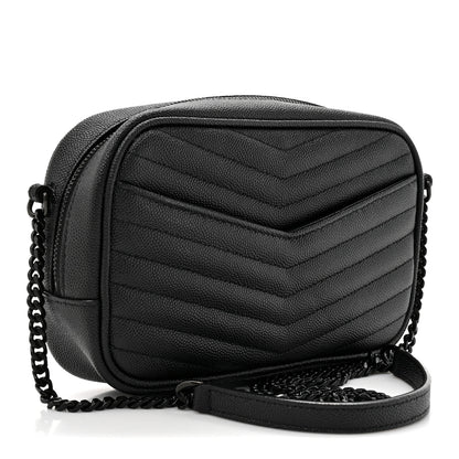 Saint Laurent Grain De Poudre Matelasse Monochrome Monogram Mini Lou Camera Bag Black 3 of 10