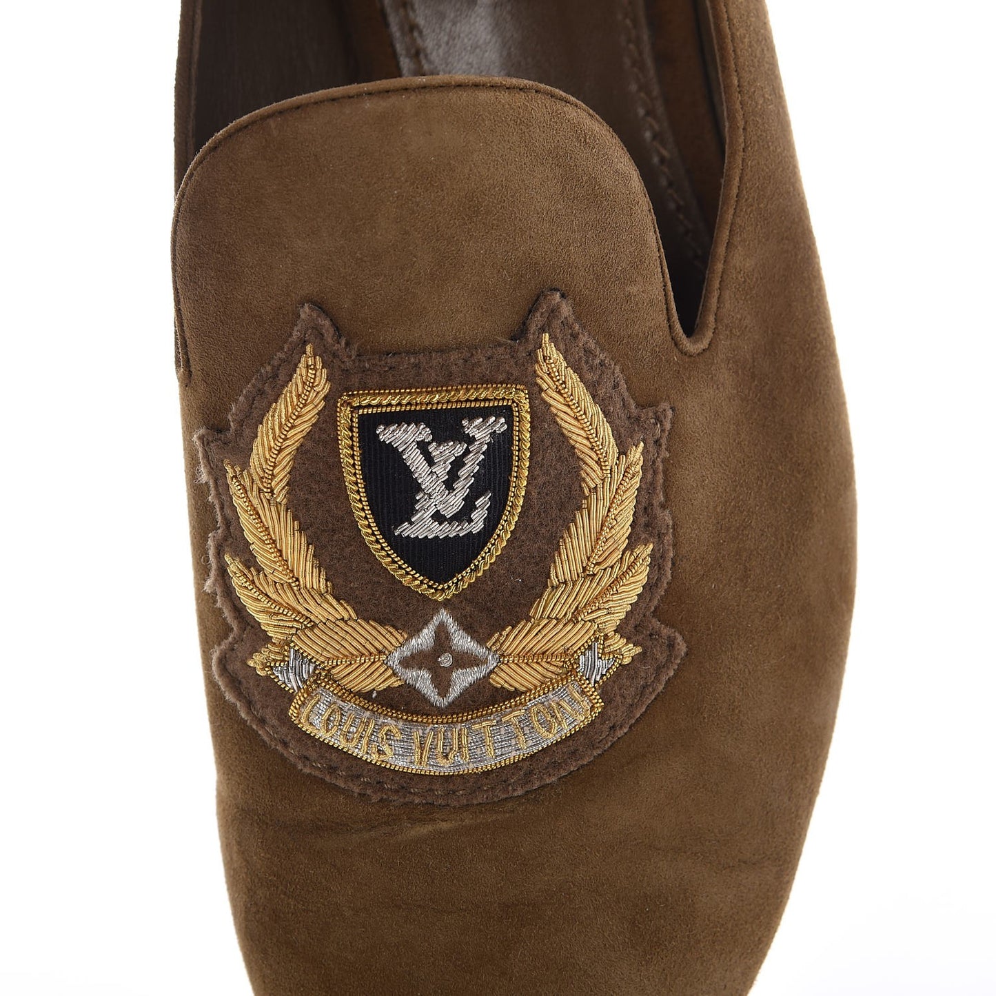 Suede Preppy Flat Loafers 38.5 Kaki