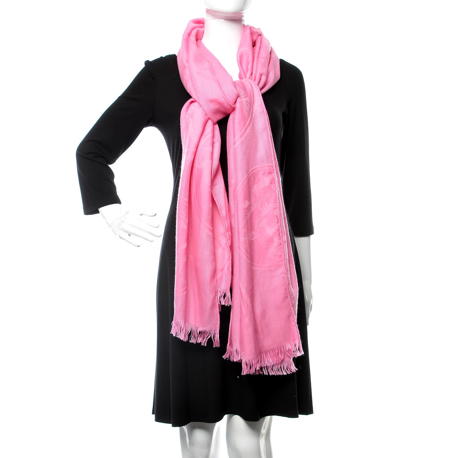 Hermes Cashmere Silk New Libris Stole Rose Bonbon 2 of 5
