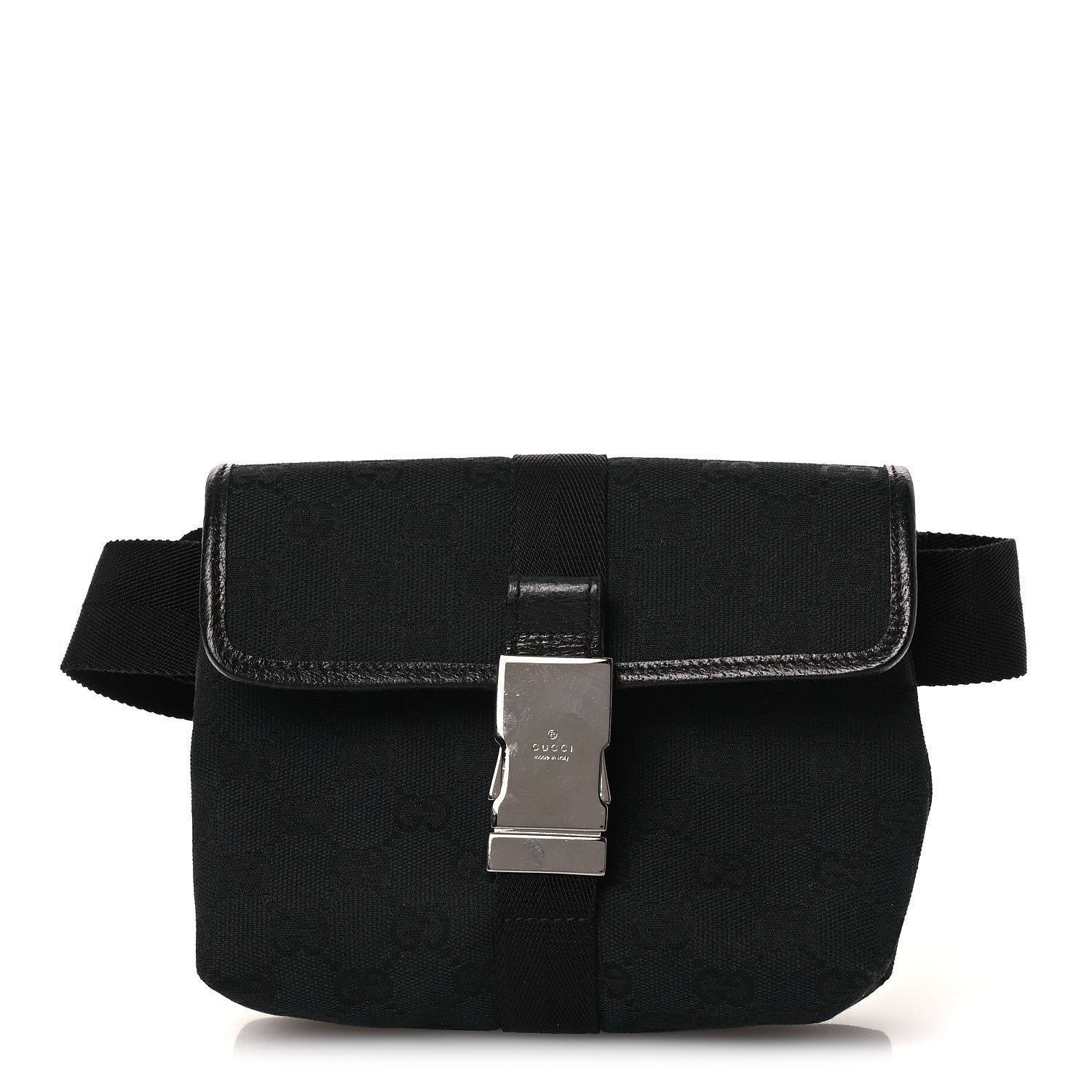 Gucci GG Monogram Web Buckle Belt Bag Black 1 of 11