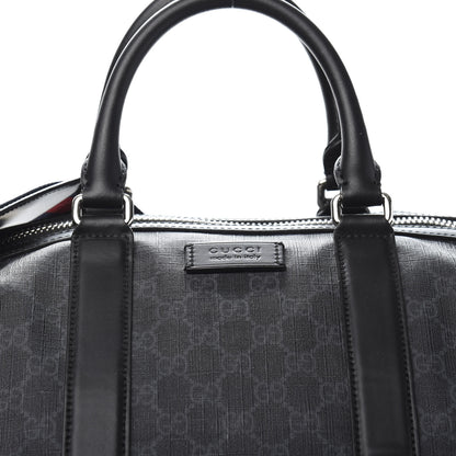 Gucci Soft GG Supreme Monogram Appia Calfskin Web Large Carry On Duffle Bag Black Grey 9 of 9