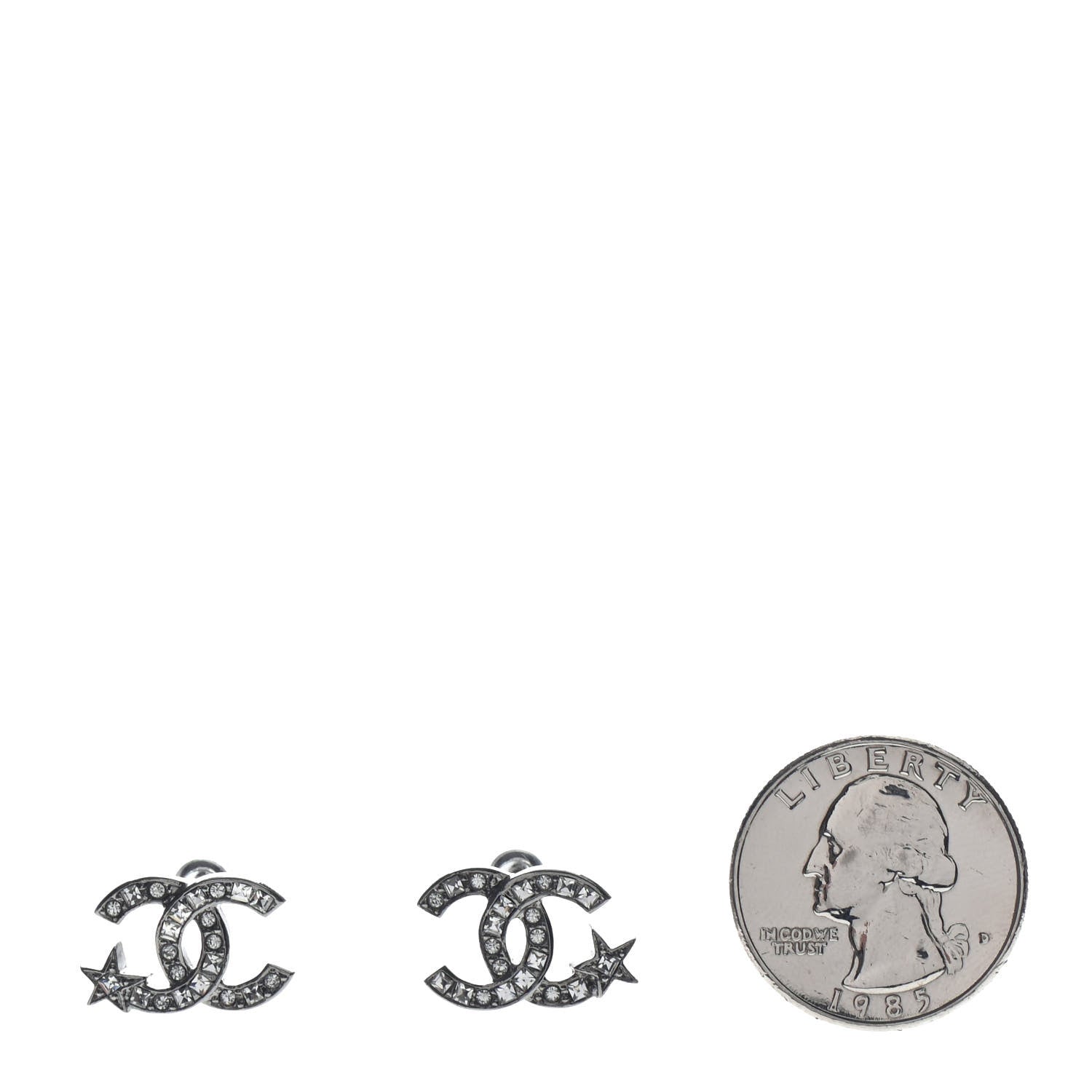 Chanel Crystal CC Starfall Earrings Silver 2 of 4