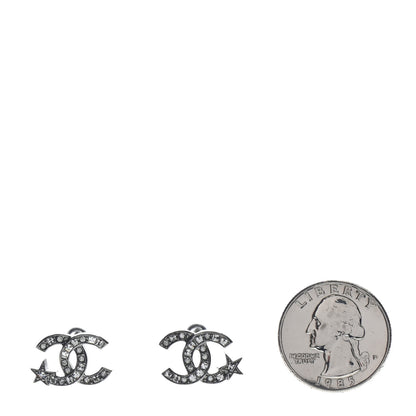Chanel Crystal CC Starfall Earrings Silver 2 of 4