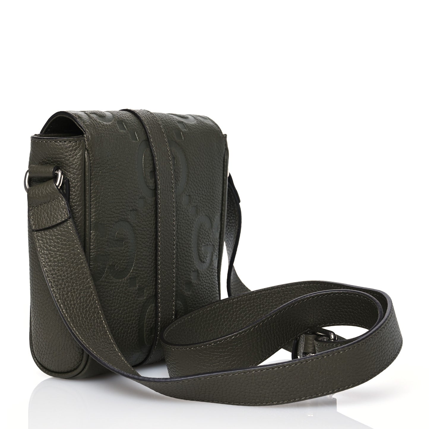 Piuma Calfskin Jumbo GG Embossed Small Messenger Bag Dark Green