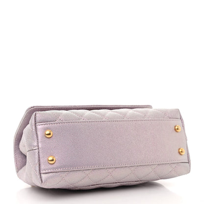 Chanel Metallic Caviar Quilted Mini Coco Handle Flap Light Pink 4 of 13