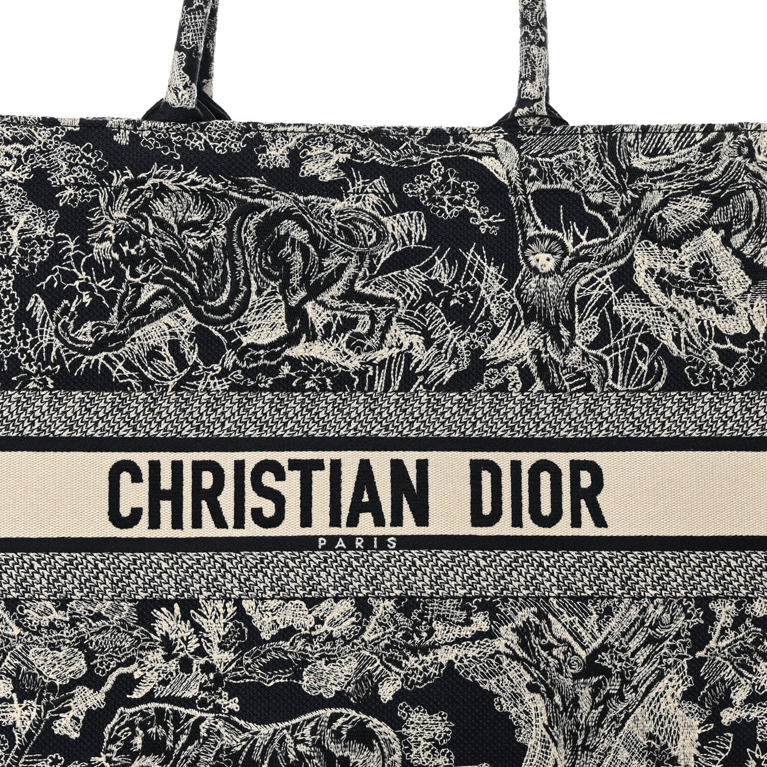 Christian Dior Canvas Embroidered Large Dioriviera Toile De Jouy Reverse Book Tote Blue 8 of 12