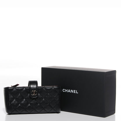 Chanel Lambskin Quilted Mini Phone Holder Clutch Black 5 of 9