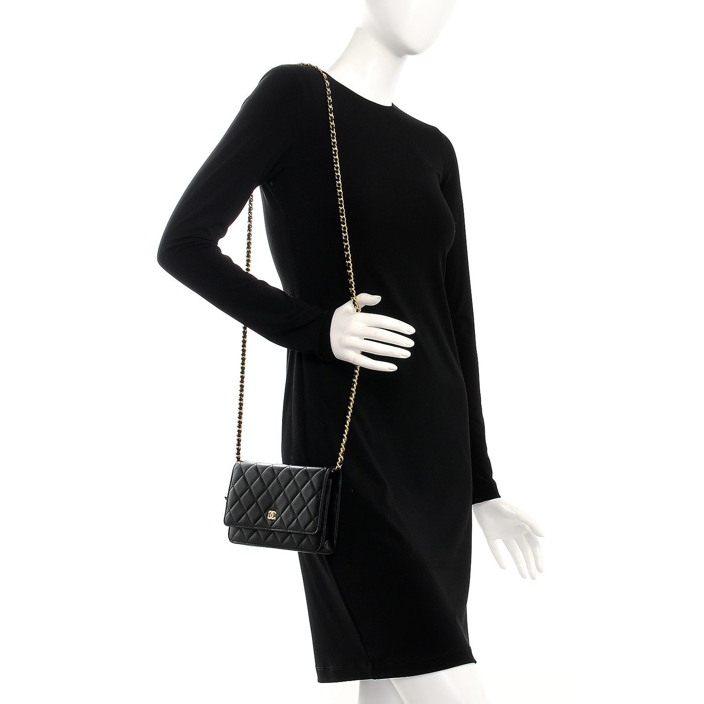 Caviar Quilted Wallet On Chain WOC Black