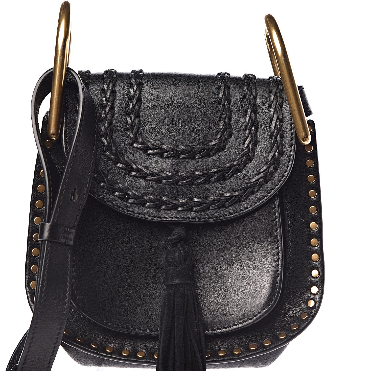 Chloe Calfskin Braided Mini Hudson Shoulder Bag Black 8 of 9