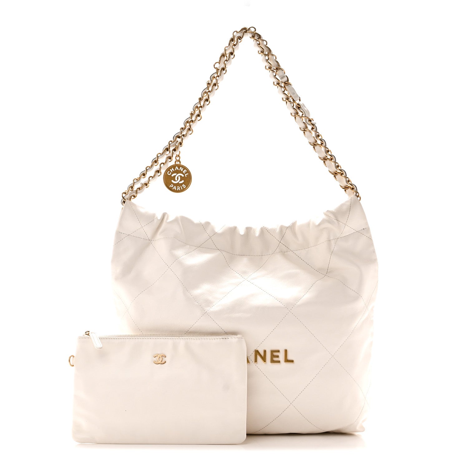 Chanel Shiny Calfskin Quilted Small Chanel 22 White 3 of 11