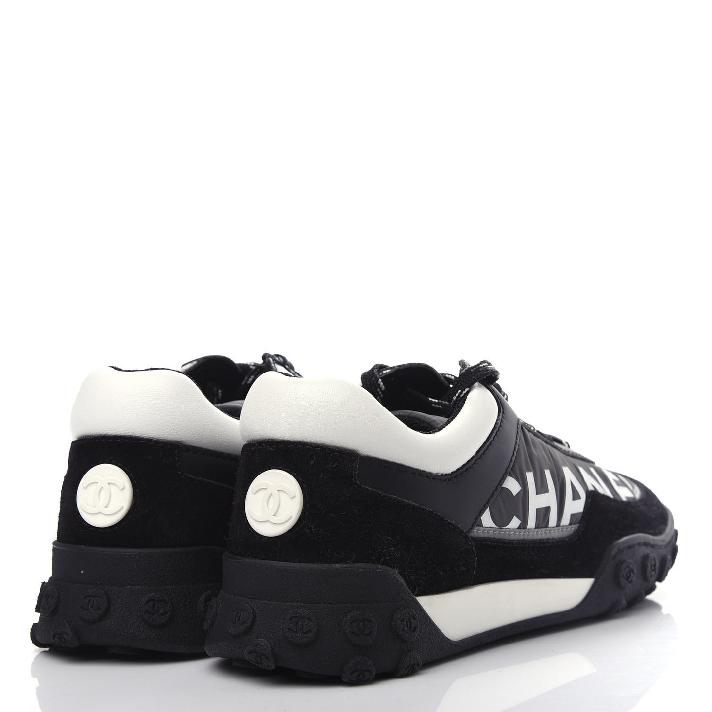 Nylon Calfskin Suede CC Sneakers 36.5 Grey Black White