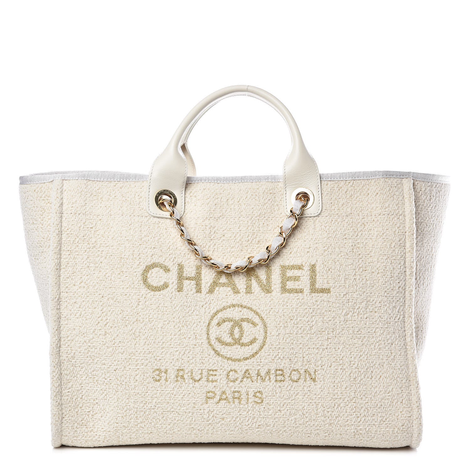 Chanel Lurex Boucle Medium Deauville Tote White 1 of 10