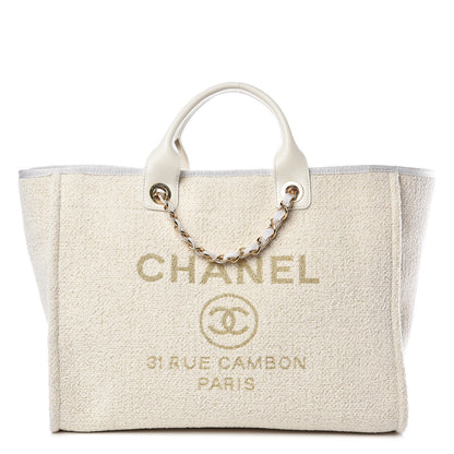 Chanel Lurex Boucle Medium Deauville Tote White 1 of 10