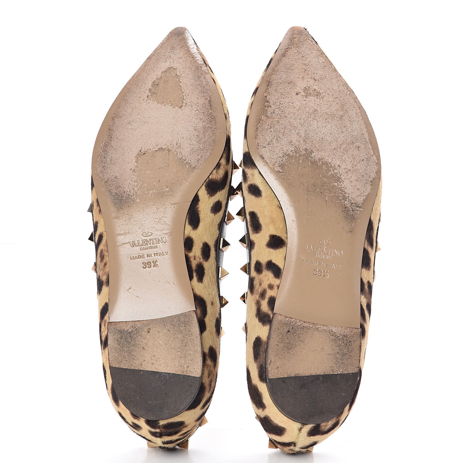 Valentino Garavani Calf Hair Leopard Print Rockstud Ballerina Flats 39.5 Brown 5 of 7