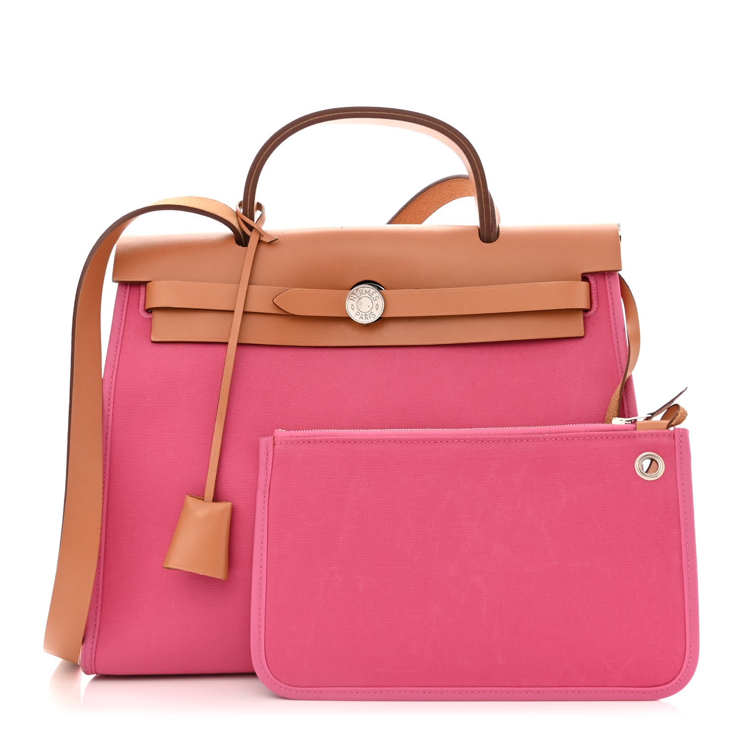 Hermes Vache Hunter Toile Herbag Zip 31 PM Rose Lipstick 1 of 13