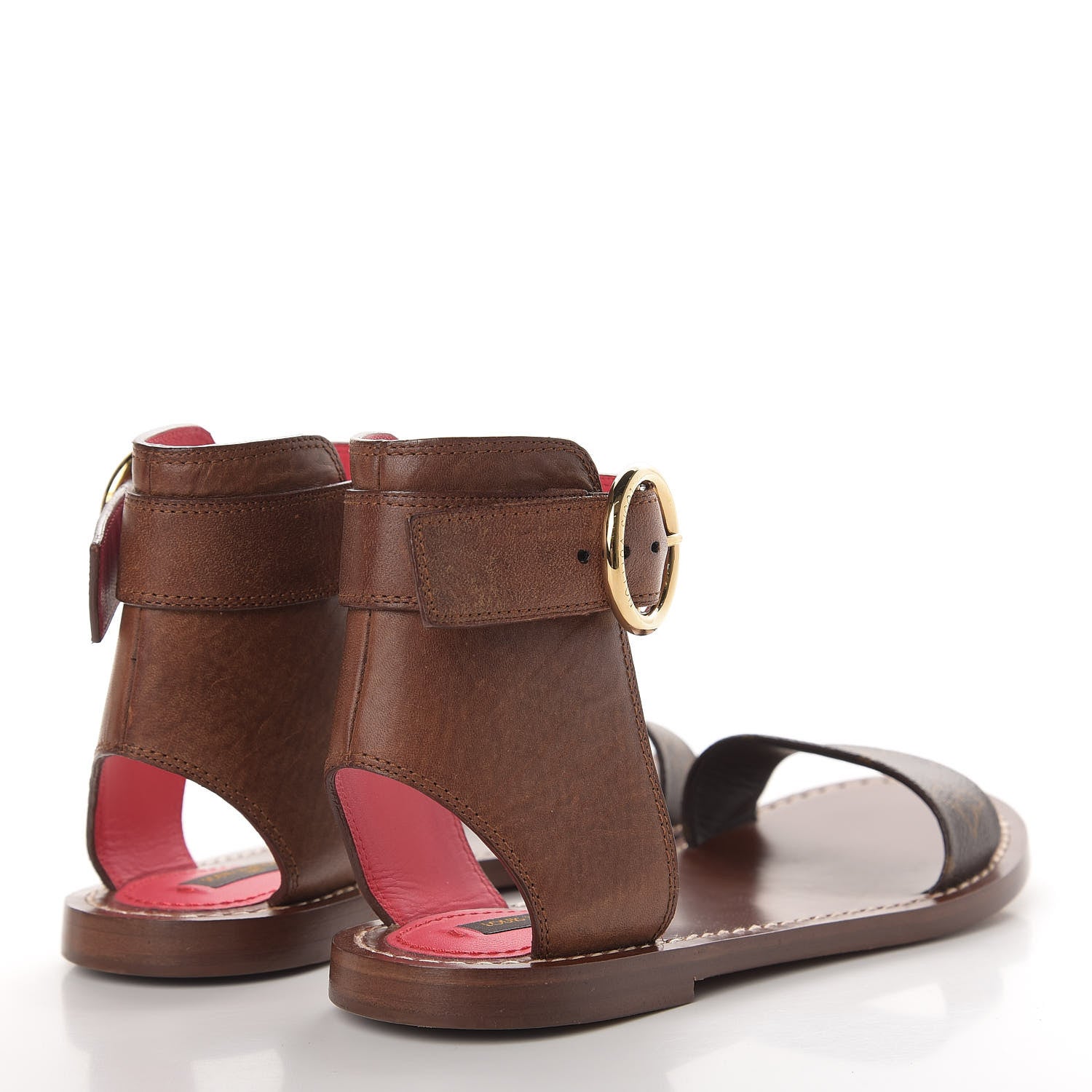 Louis Vuitton Calfskin Monogram Ocean Drive Flat Sandals 36.5 Cognac 4 of 11