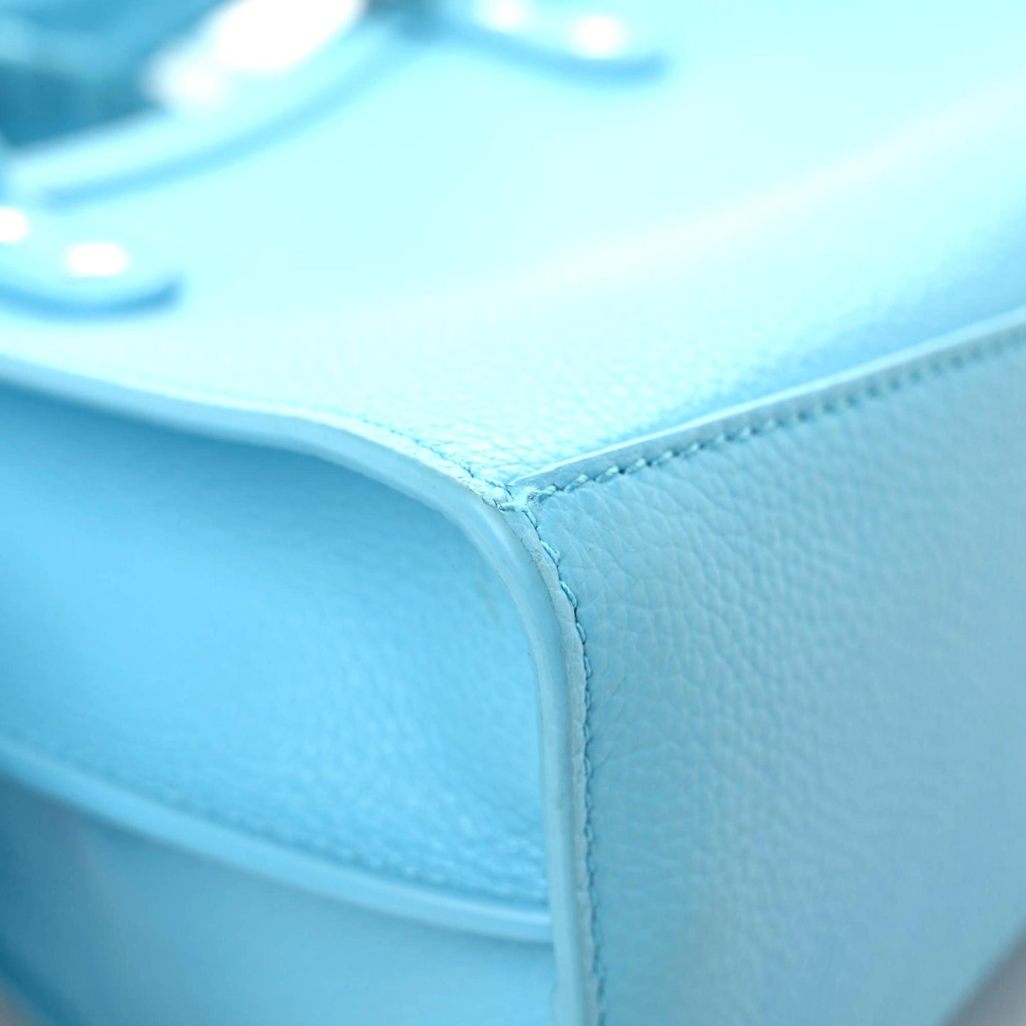 Grained Calfskin Neo Classic Silver Hardware Mini City Azur