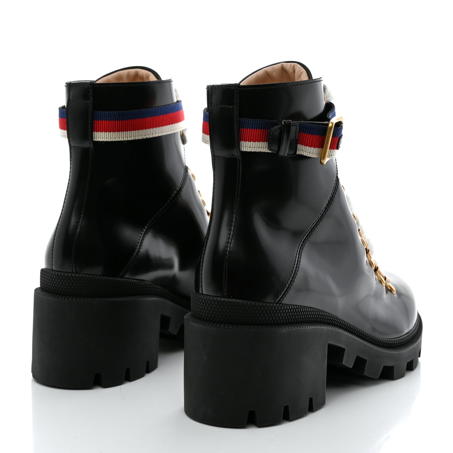 Calfskin Sylvie Web Womens Lace Up Combat Boots 38.5 Black