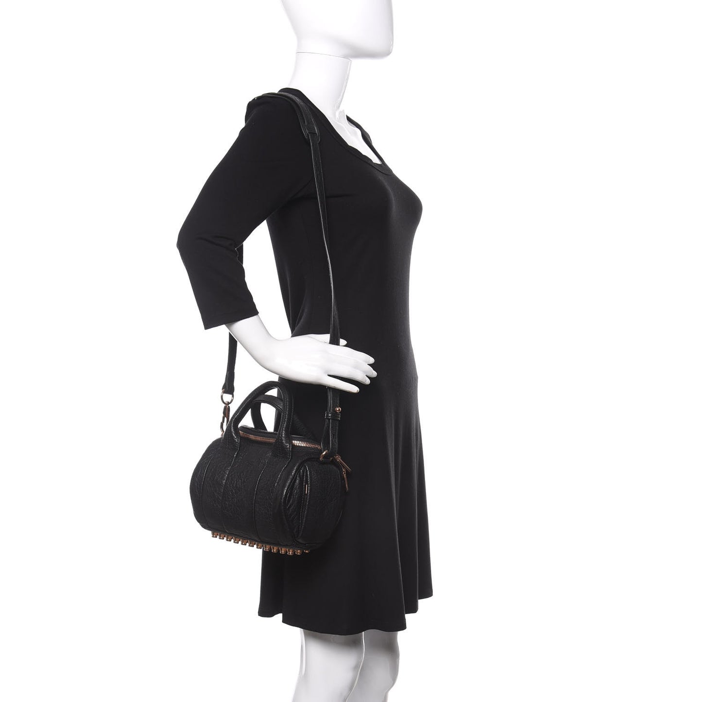 Pebbled Lambskin Mini Rockie Black Rose Gold Hardware