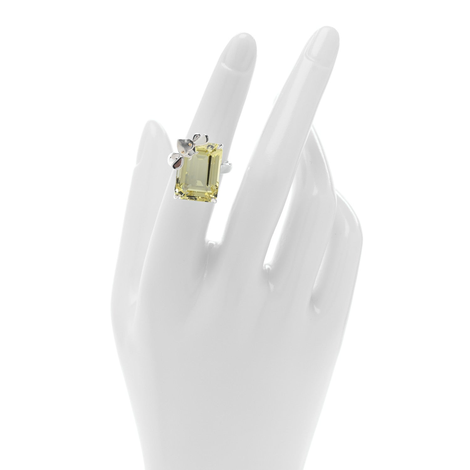 Tiffany Sterling Silver 18K Yellow Gold Yellow Quartz Return to Tiffany Love Bugs Bee Ring 51 5.75 2 of 5