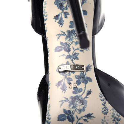 Gucci Patent Daisy Ankle Strap d'Orsay 105 Pumps 36 Black 9 of 10