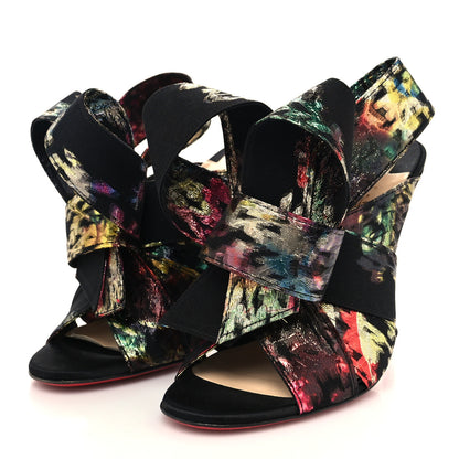 Christian Louboutin Metallic Brocade Bow Samouraissa 100 Mule Sandals 36.5 Black Multicolor 3 of 9