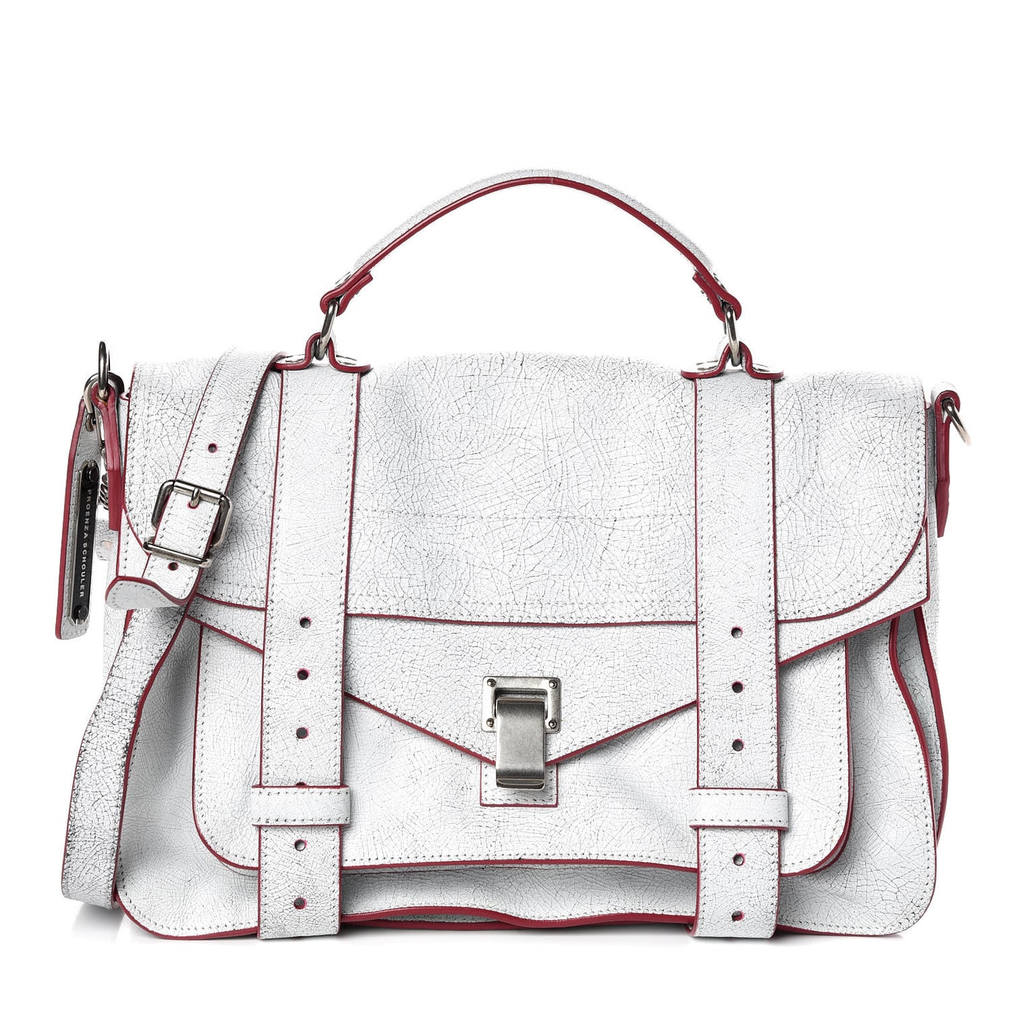 Crackle Calfskin PS1 Medium Satchel White