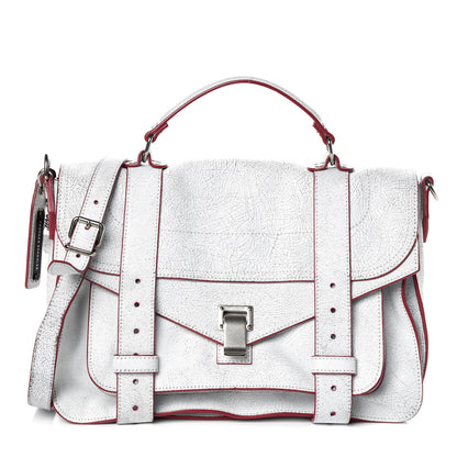 Proenza Schouler Crackle Calfskin PS1 Medium Satchel White 1 of 9