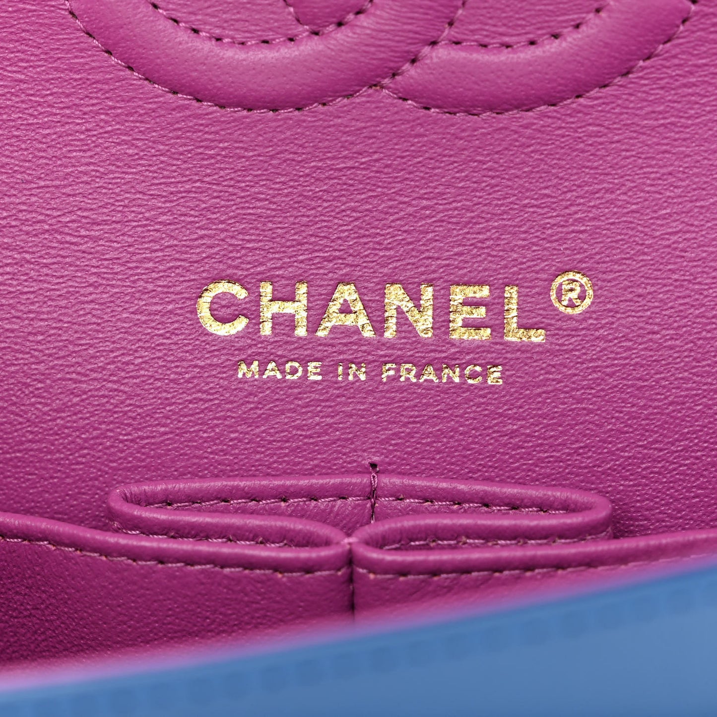 Lambskin Quilted Small Double Flap Blue Purple