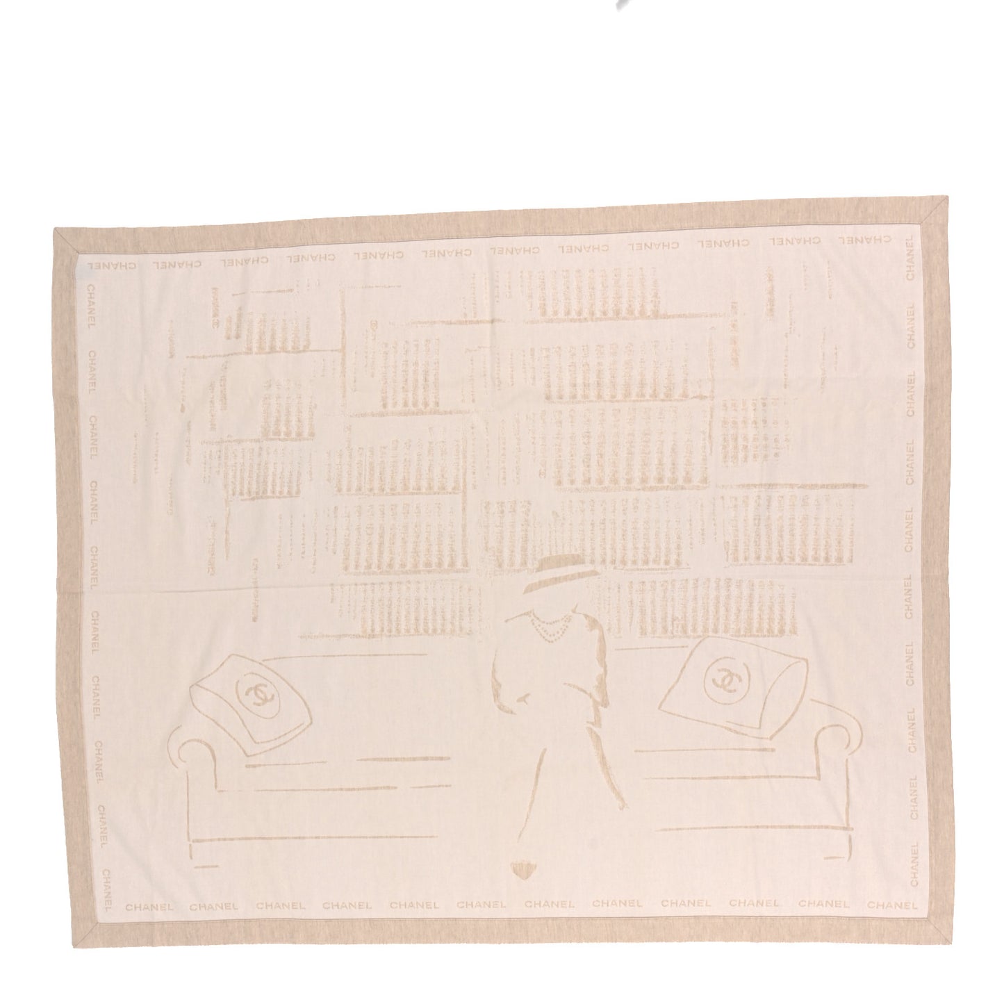 Wool Silk Woven Scarf Shawl Beige