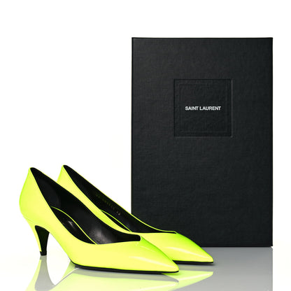 Saint Laurent Patent Calfskin Kiki 55 Pumps 40 Neon Yellow 9 of 9