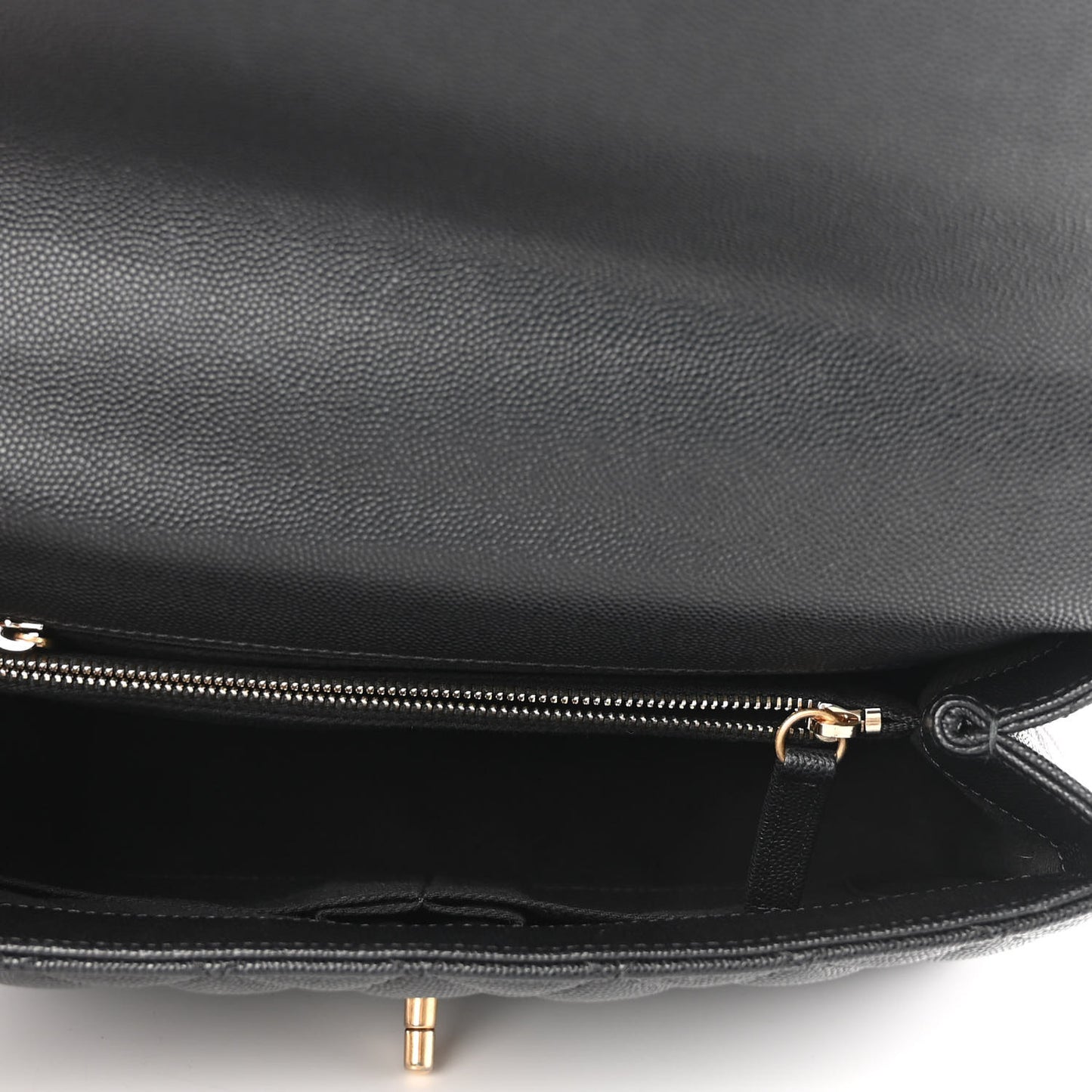 Caviar Lizard Embossed Quilted Small Coco Handle Flap Black