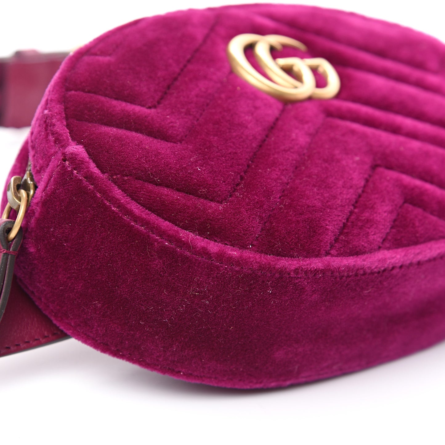 Velvet Matelasse GG Marmont Belt Bag 95 38 Fuchsia Violet Cyclamen