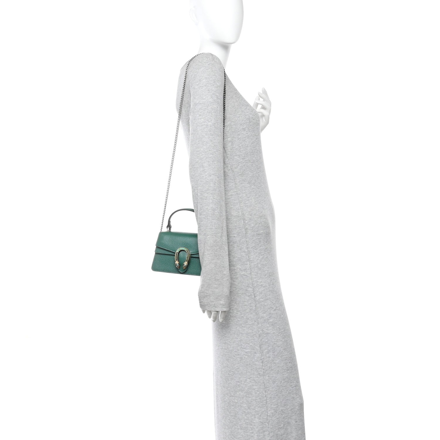 Gucci Dollar Calfskin Crystal Mini Dionysus Top Handle Bag Emerald 2 of 10