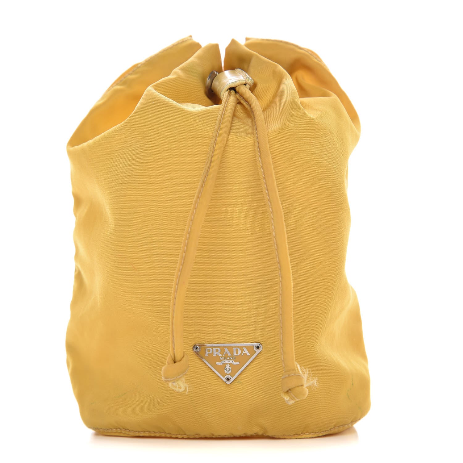 Prada Tessuto Nylon Drawstring Pouch Yellow 1 of 14