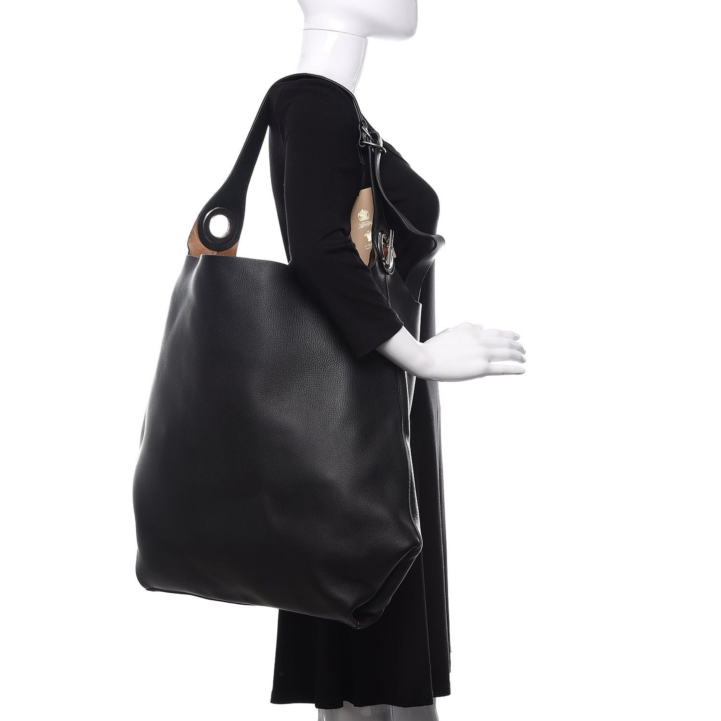 Smooth Calfskin Medium Grommet Hobo Black