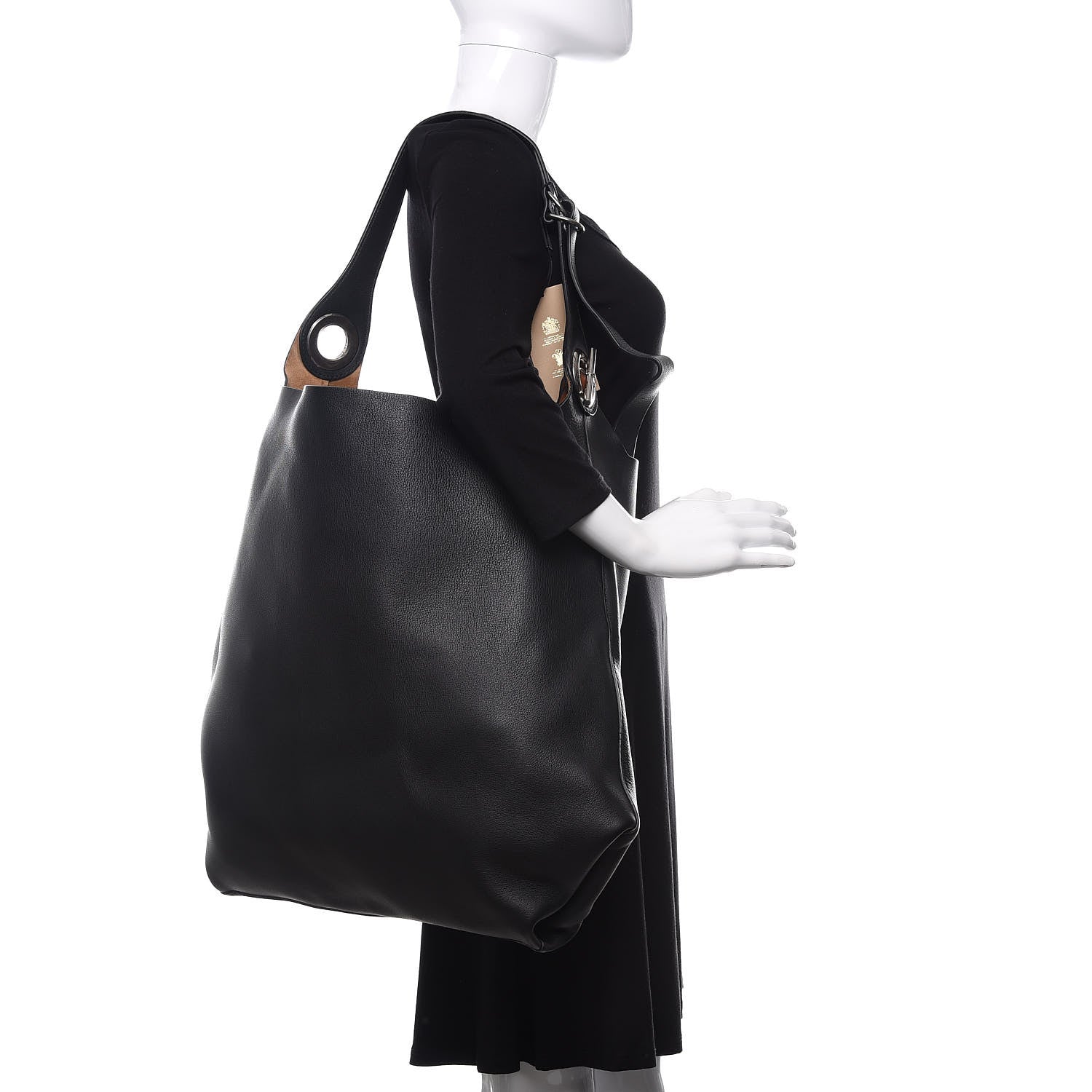 Burberry Smooth Calfskin Medium Grommet Hobo Black 2 of 12