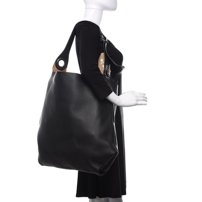 Burberry Smooth Calfskin Medium Grommet Hobo Black 2 of 12